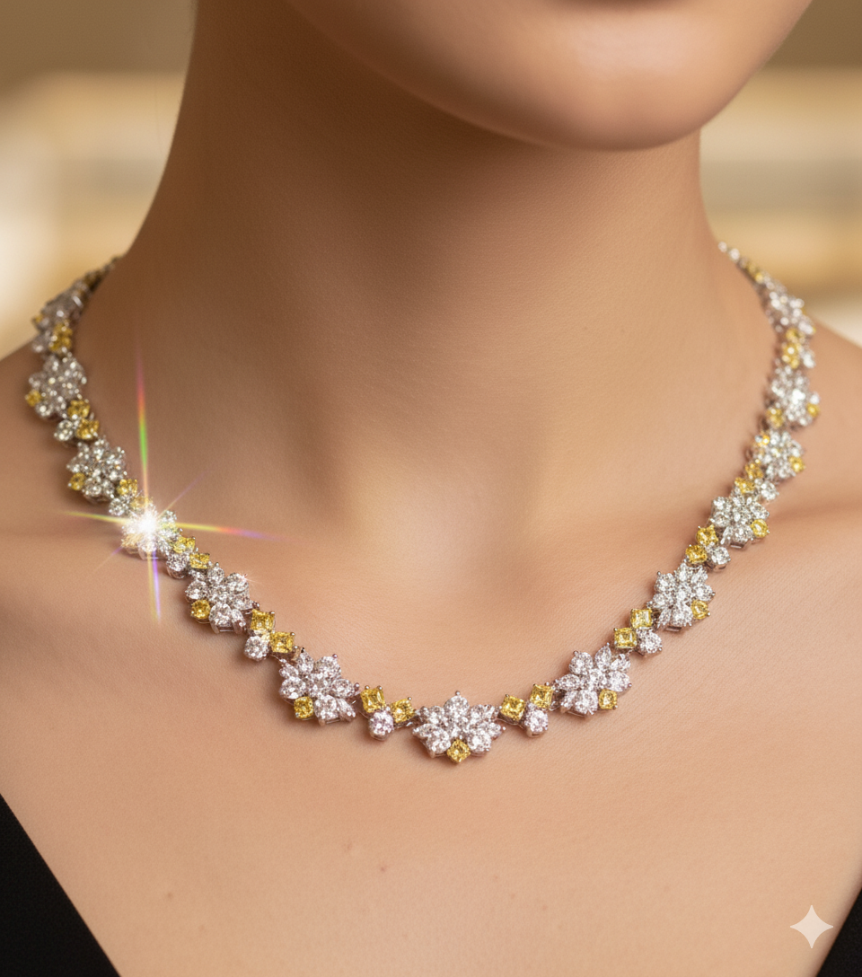 Flor delicada de lujo, diamante amarillo
