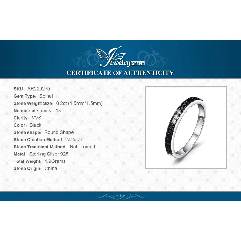 Anillo de espinela negra natural