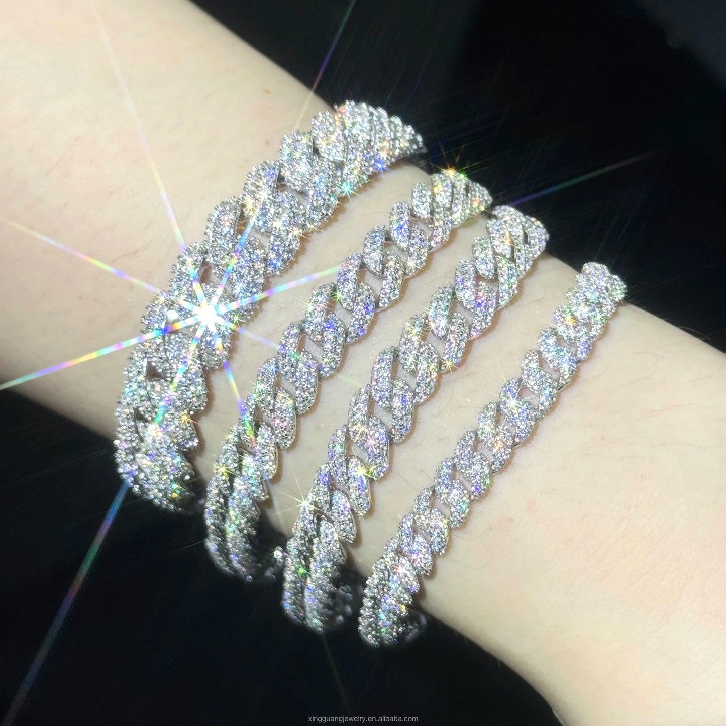 Pulsera cubana de moissanita vvs