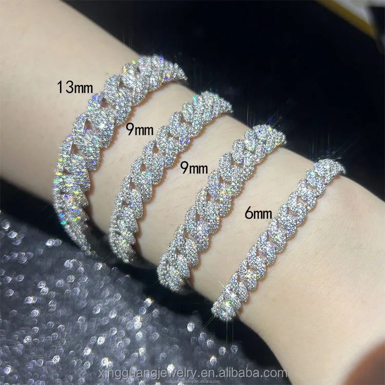 Pulsera cubana de moissanita vvs