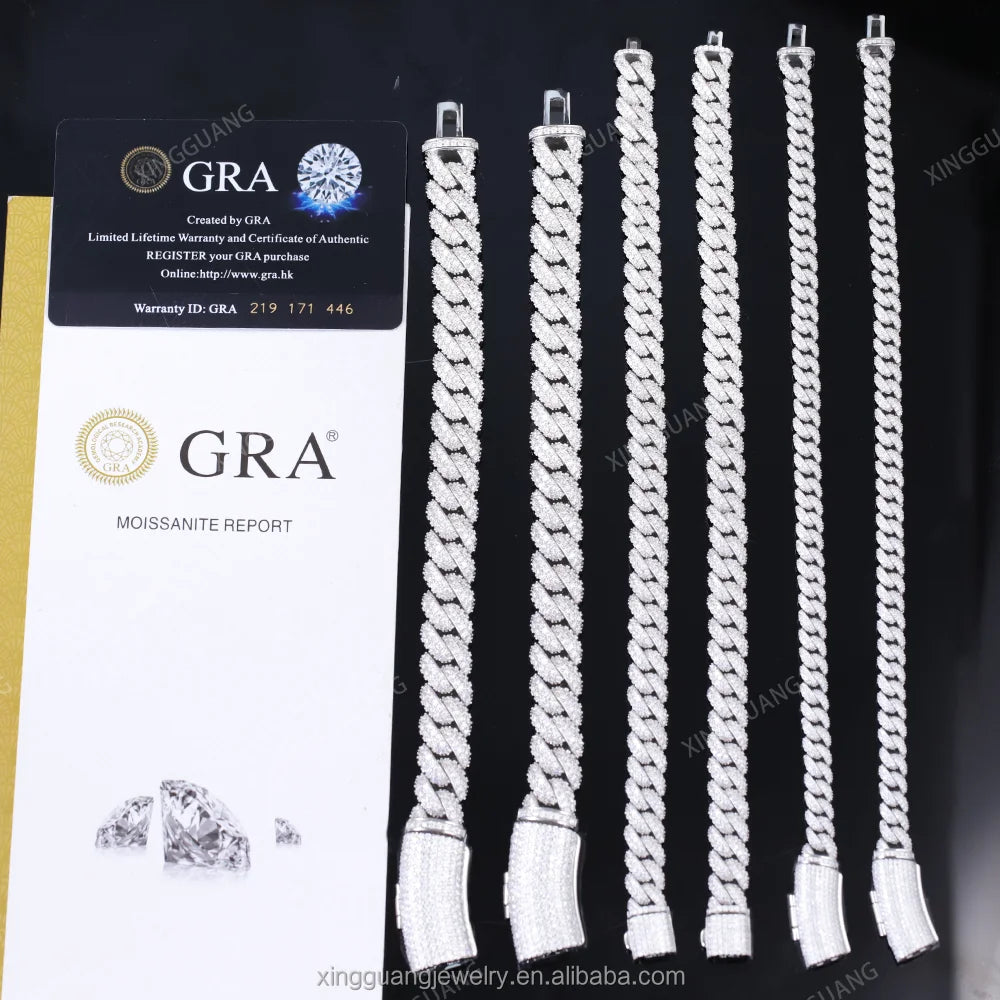 Pulsera cubana de moissanita vvs