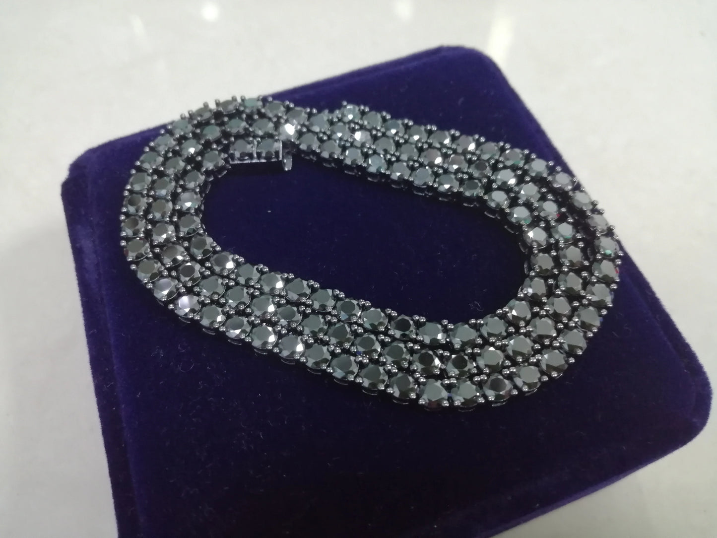 Collar tennis de moissanita negra de 3 - 6.5 mm