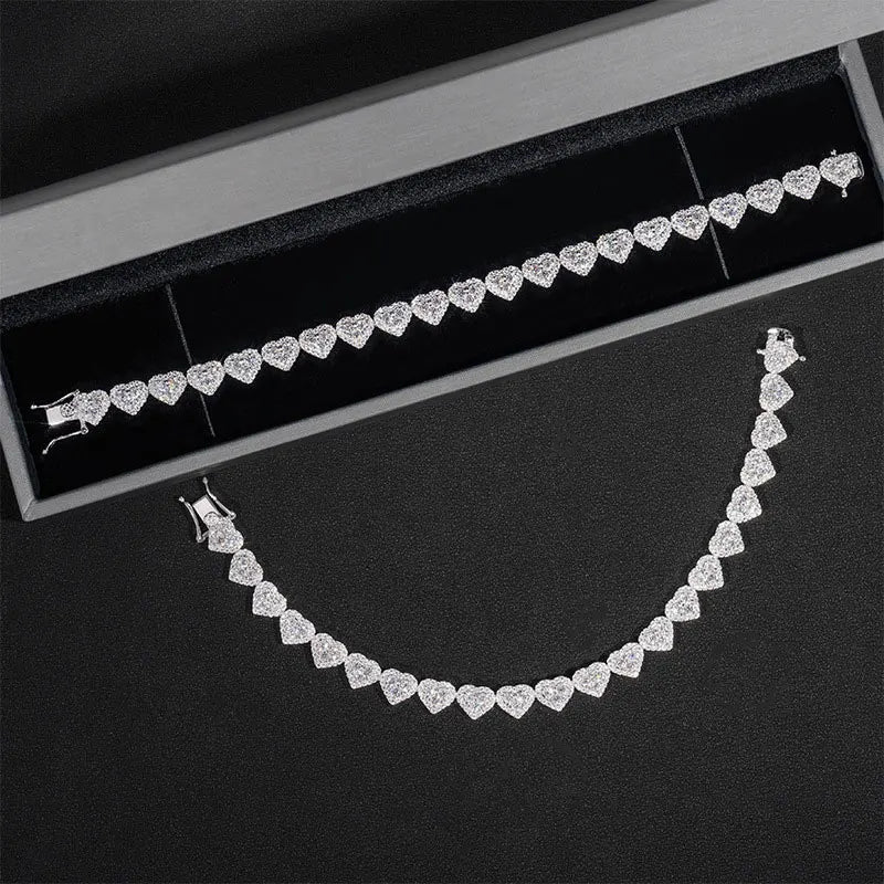 Cadena de moissanita diseño de corazón brillante