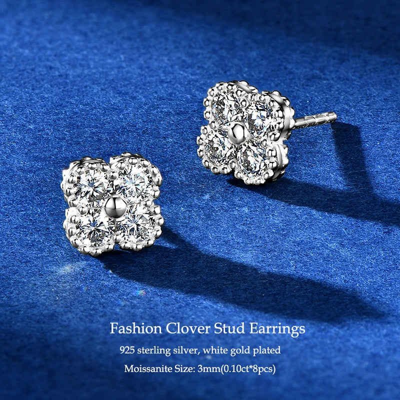 Pulsera de 3 mm con diseño de trébol de moissanita