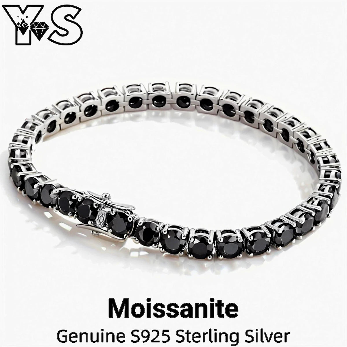  Pulsera de tenis de moissanita negra