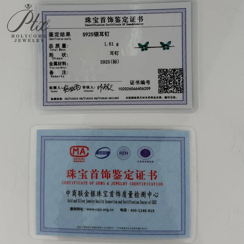 Juego de aretes mariposa de moissanita