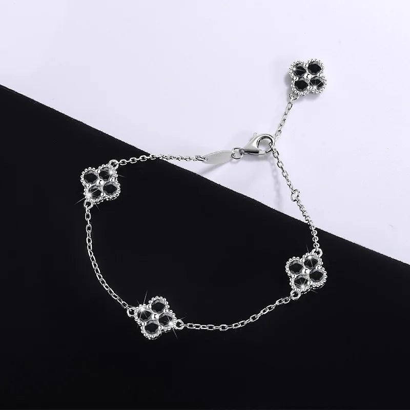 Pulsera ajustable de moissanita negra