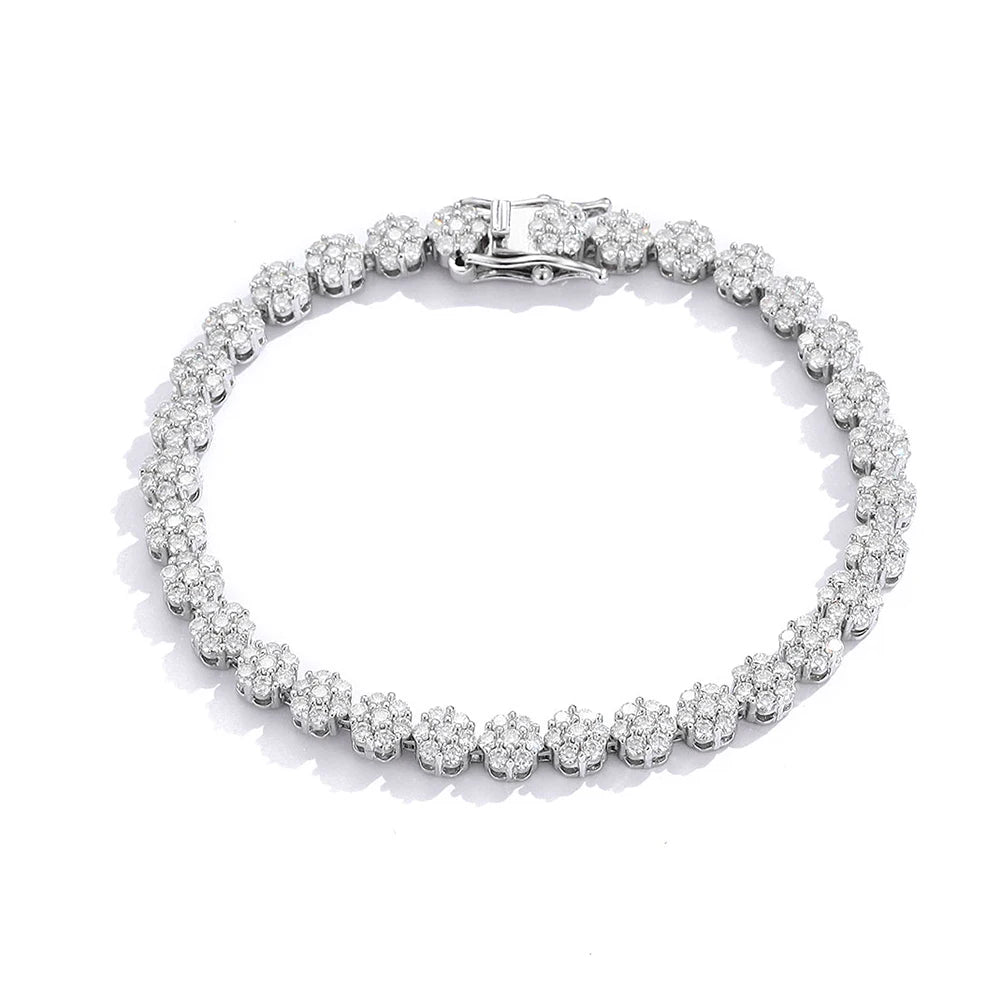 Pulseras de tenis con flor de moissanita completa