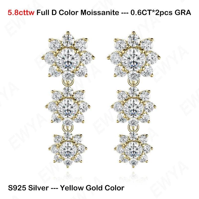 Collar tenis de lujo con girasol de moissanita de color de 35-39 quilates