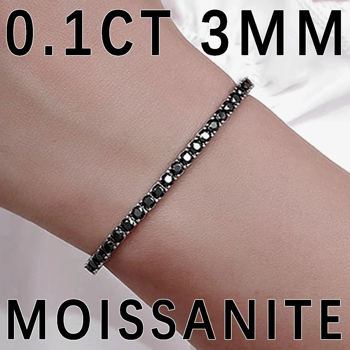  Pulsera de tenis de moissanita negra