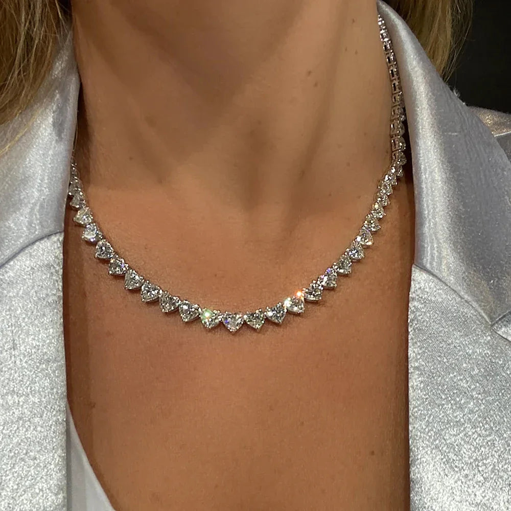 Cadena tennis de moissanita corte de corazón