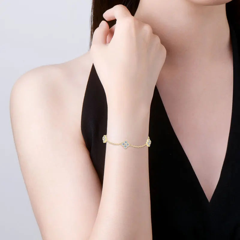 Pulsera de moissanita trébol de 3mm