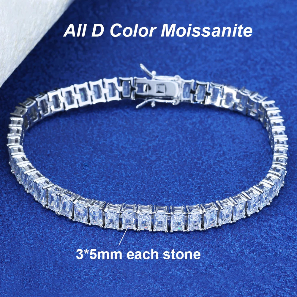 Pulsera de moissanita 3×5 mm corte brillante