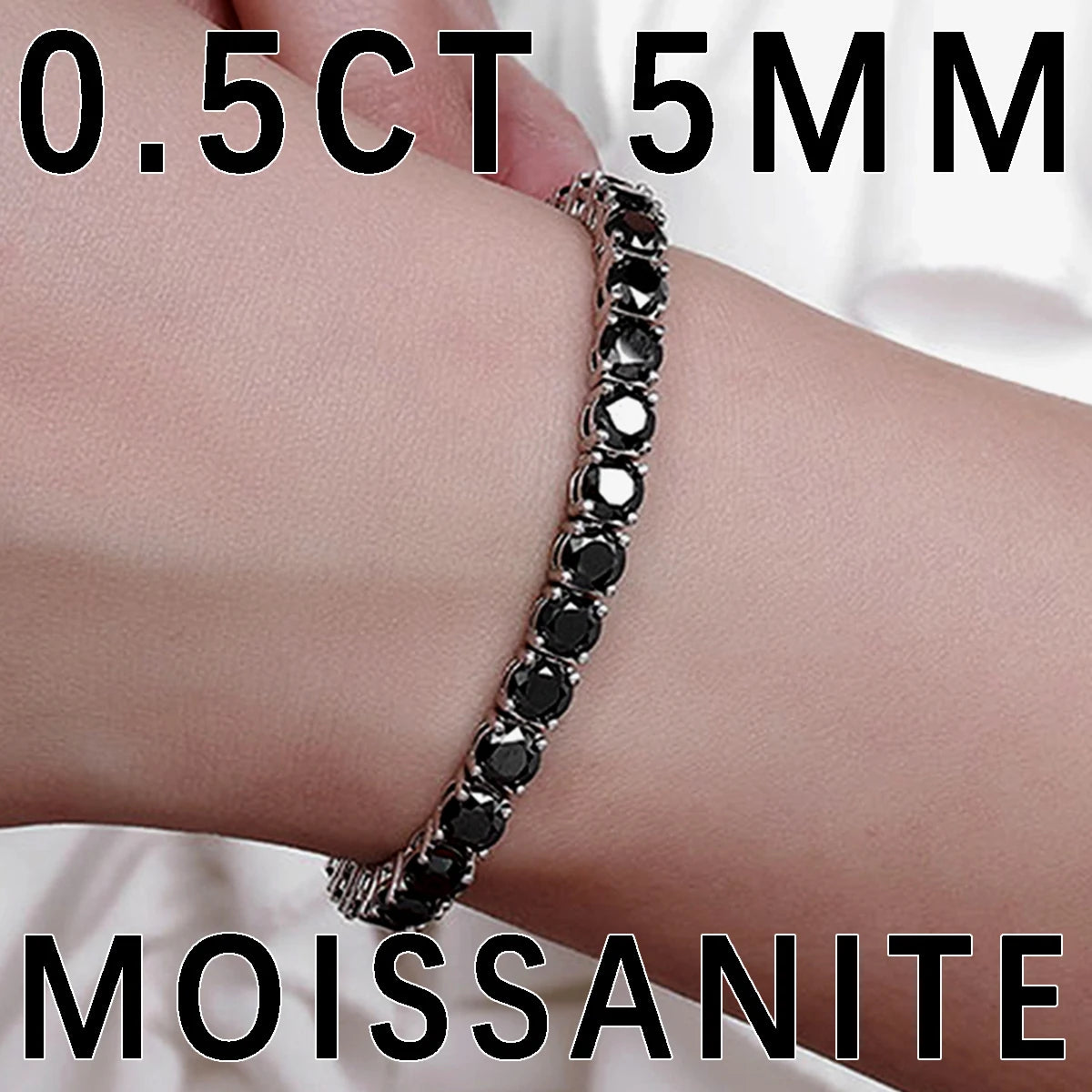  Pulsera de tenis de moissanita negra
