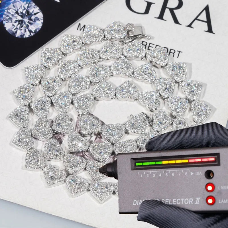 Cadena de moissanita diseño de corazón brillante