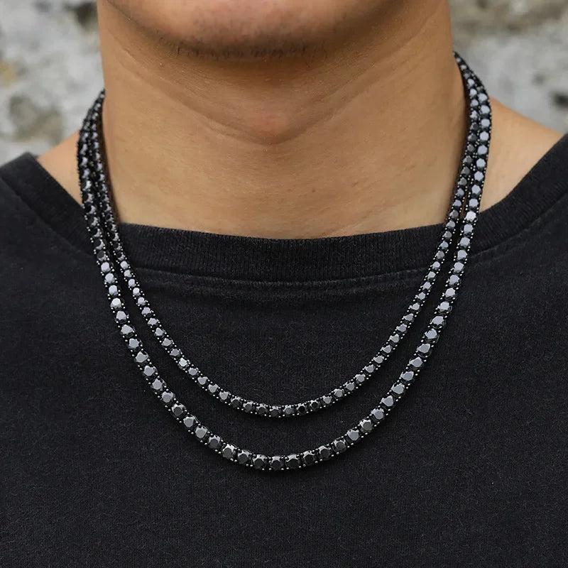 Collar tennis de moissanita negra de 3 - 6.5 mm
