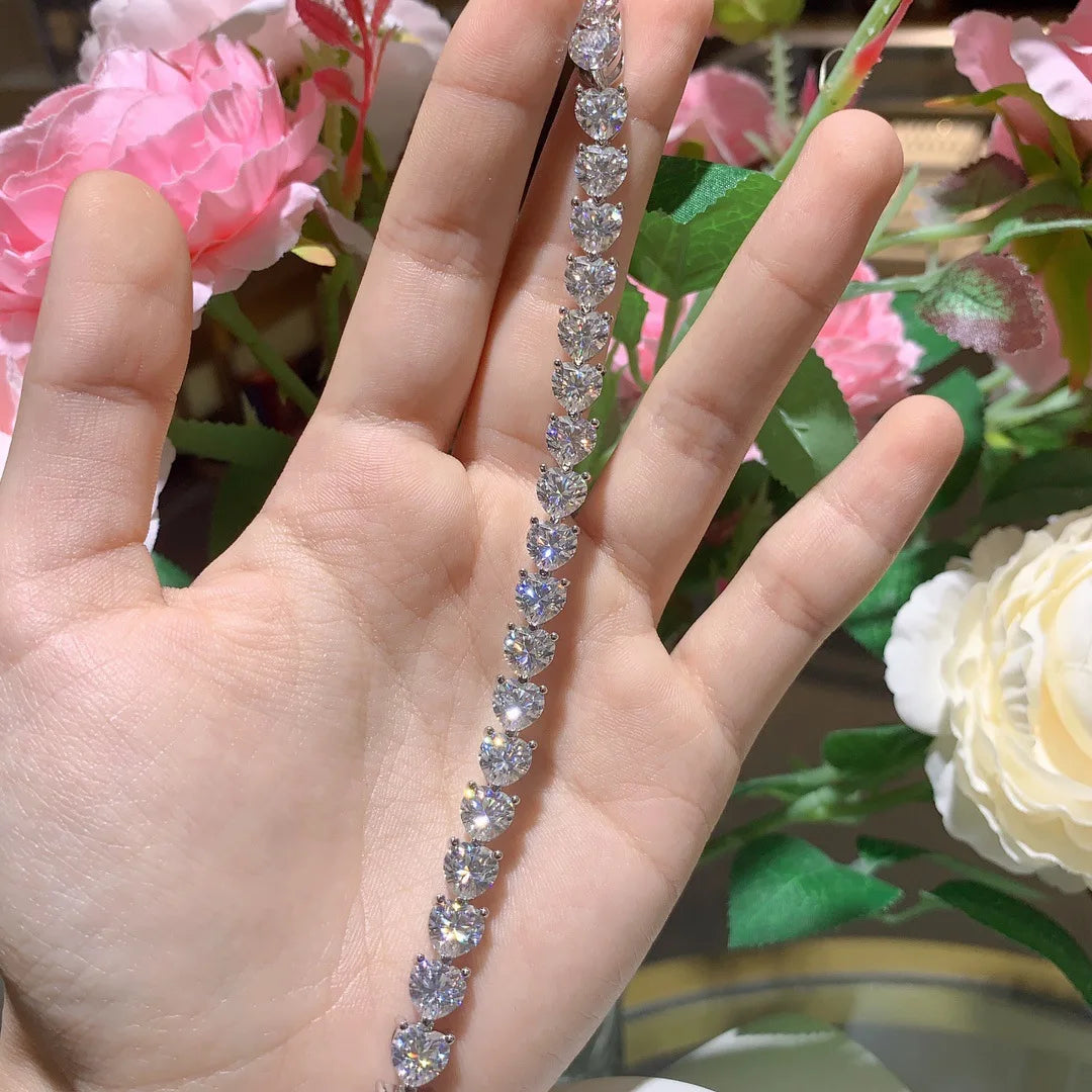 Pulsera de moissanita corte Princess 17cm