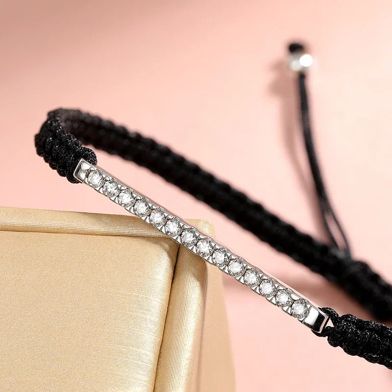 Pulseras de moissanita trenzada de 2/3 mm