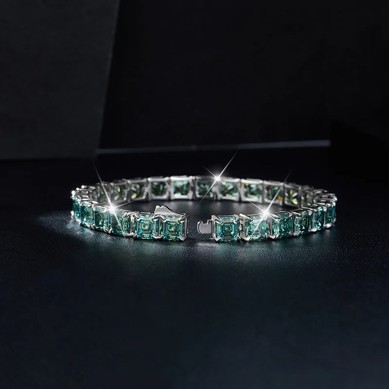 Pulsera de moissanita corte esmeralda de 5.5mm