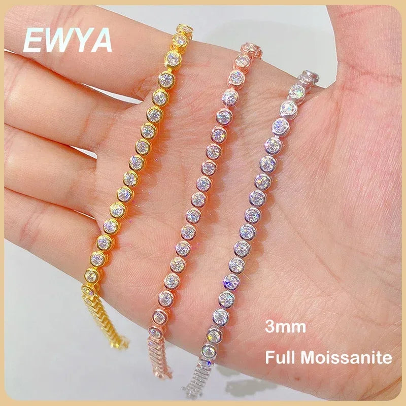 Cadena burbuja de moissanita 0.1ct de 3mm