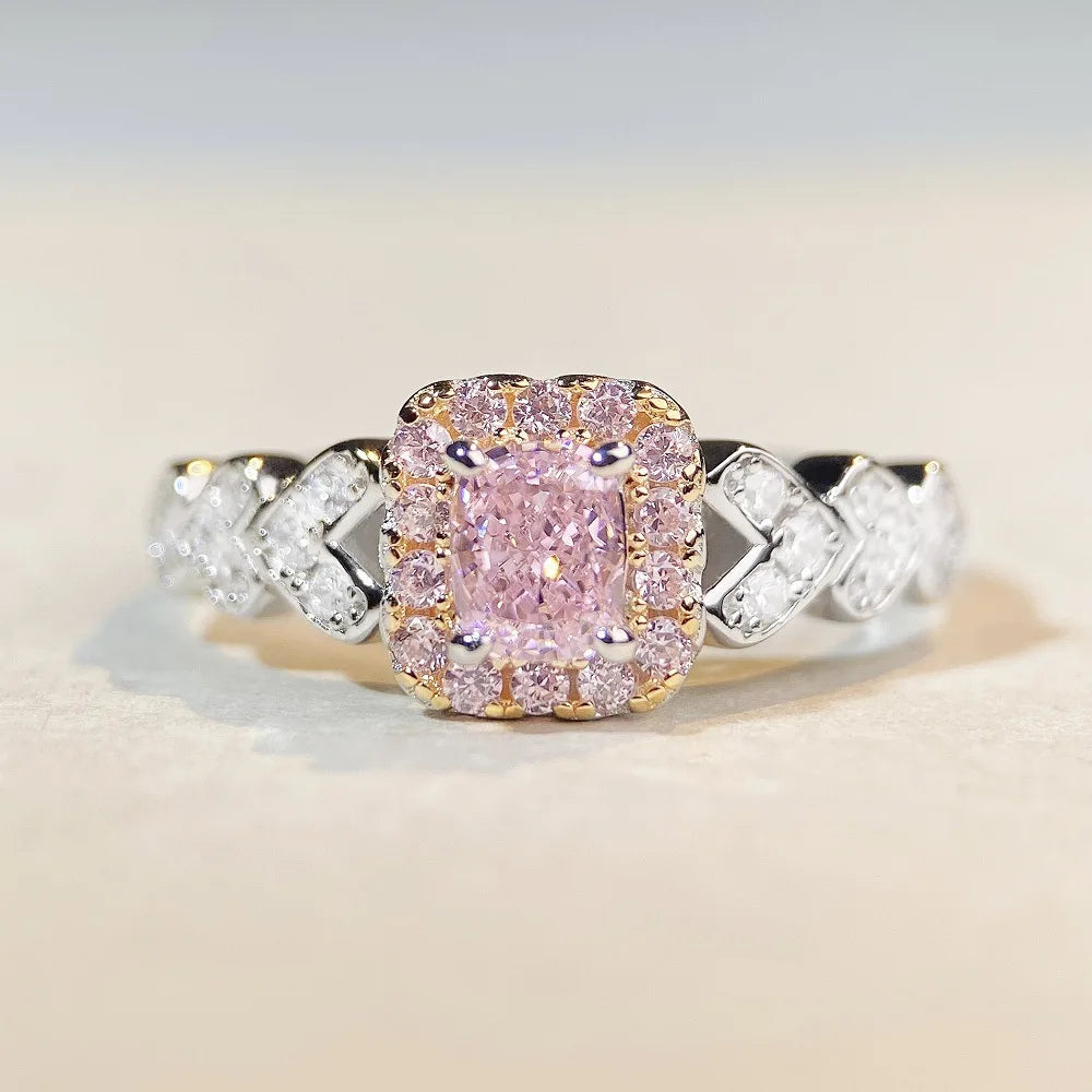 Anillo de diamante moissanita de cuatro garras de platino sólido de lujo PT950