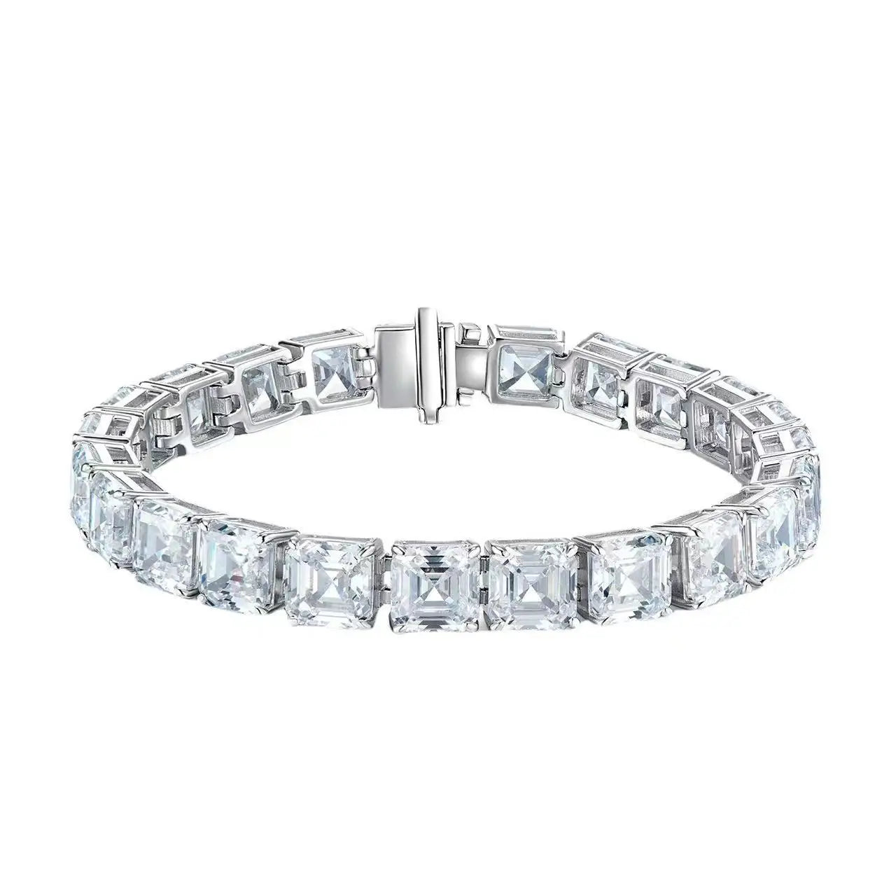 Pulsera de moissanita de corte Asscher