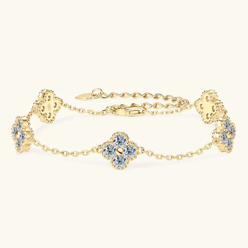 Pulsera de moissanita trébol de 3mm