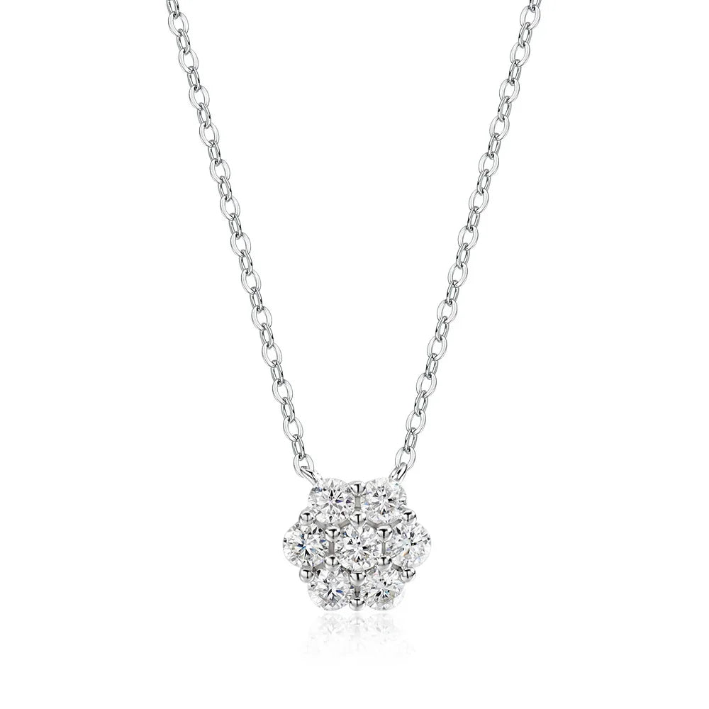 Pulsera de flores de plata de ley 925 con moissanita
