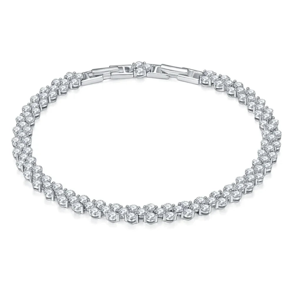 Pulsera de tenis de moissanita triple de 17cm
