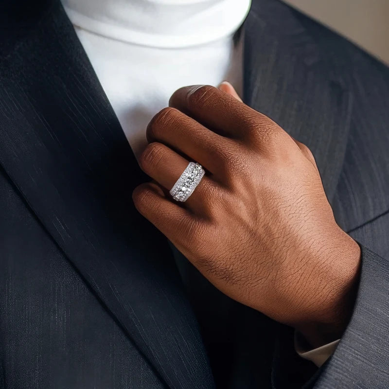 Anillo de diamantes ice out de moissanita, 8.46 quilates
