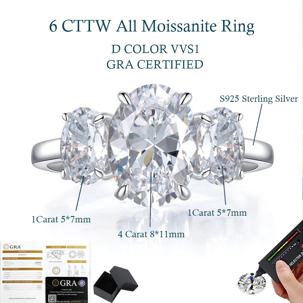 Anillo de compromiso de moissanita de corte ovalado de 3/6 quilates