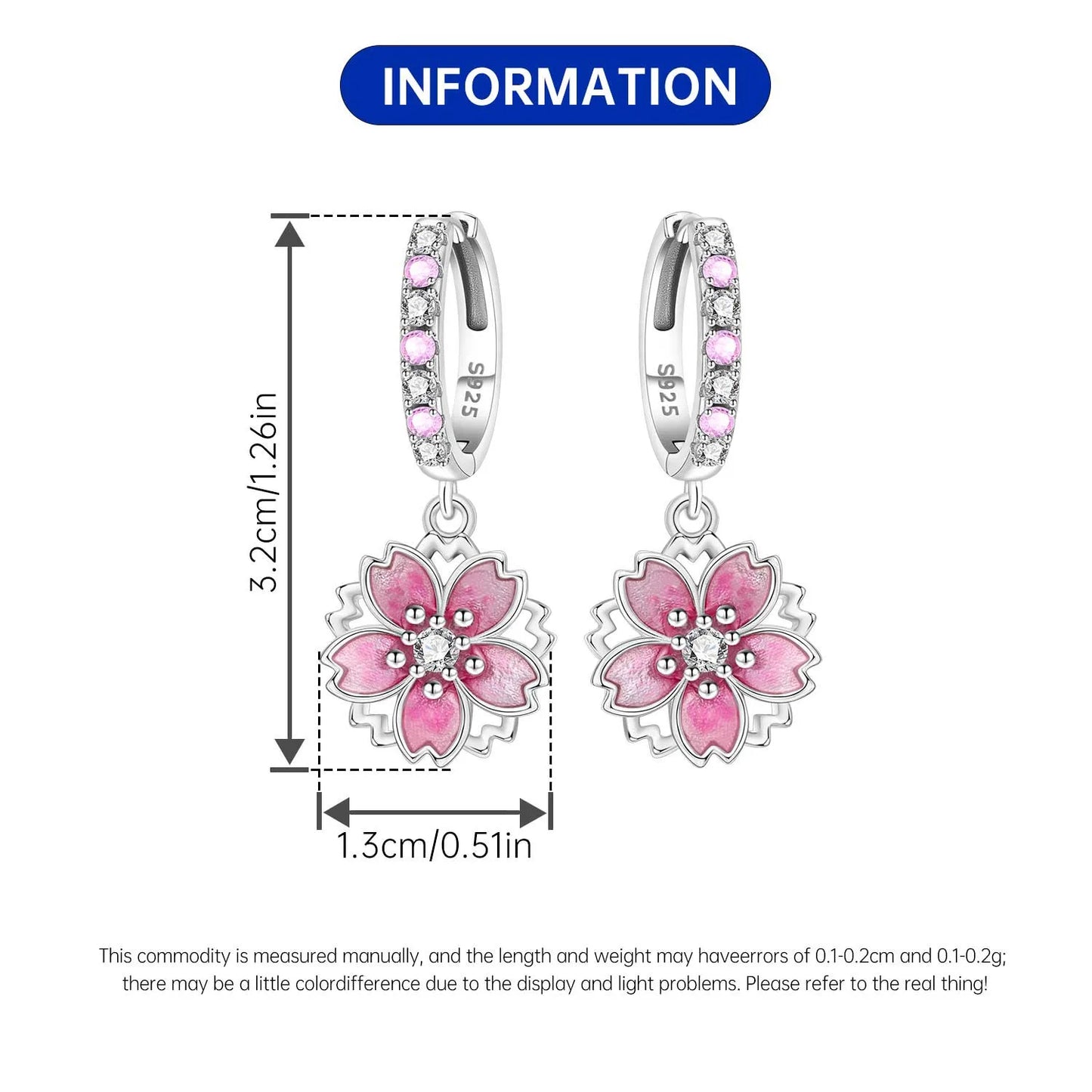 Pendientes de flor de cerezo rosa