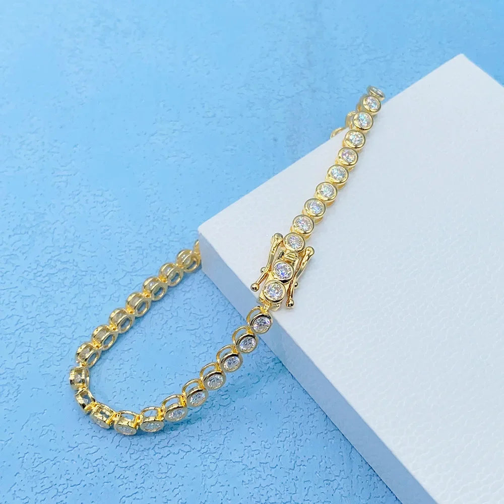 Cadena burbuja de moissanita 0.1ct de 3mm