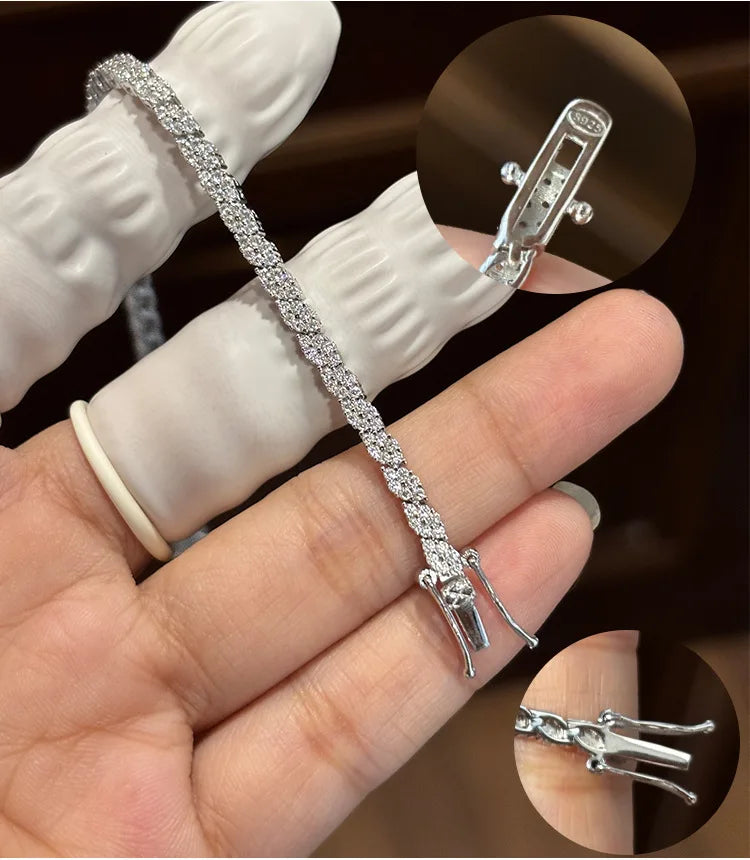Pulsera de Platino PT950 con moissanita, para mujer