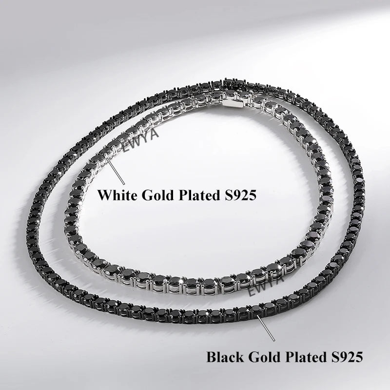 Collar tennis de moissanita negra de 3 - 6.5 mm