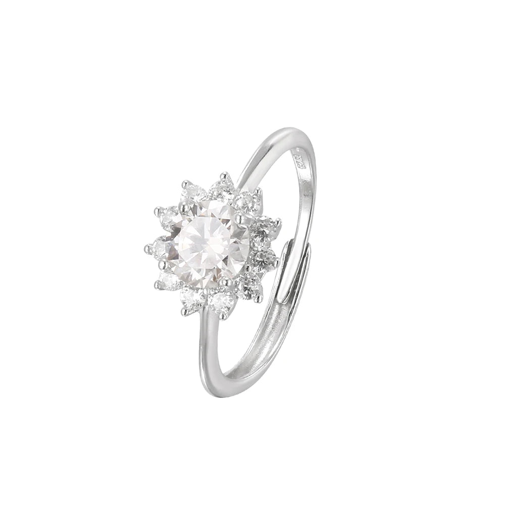 Anillo de moissanita floral