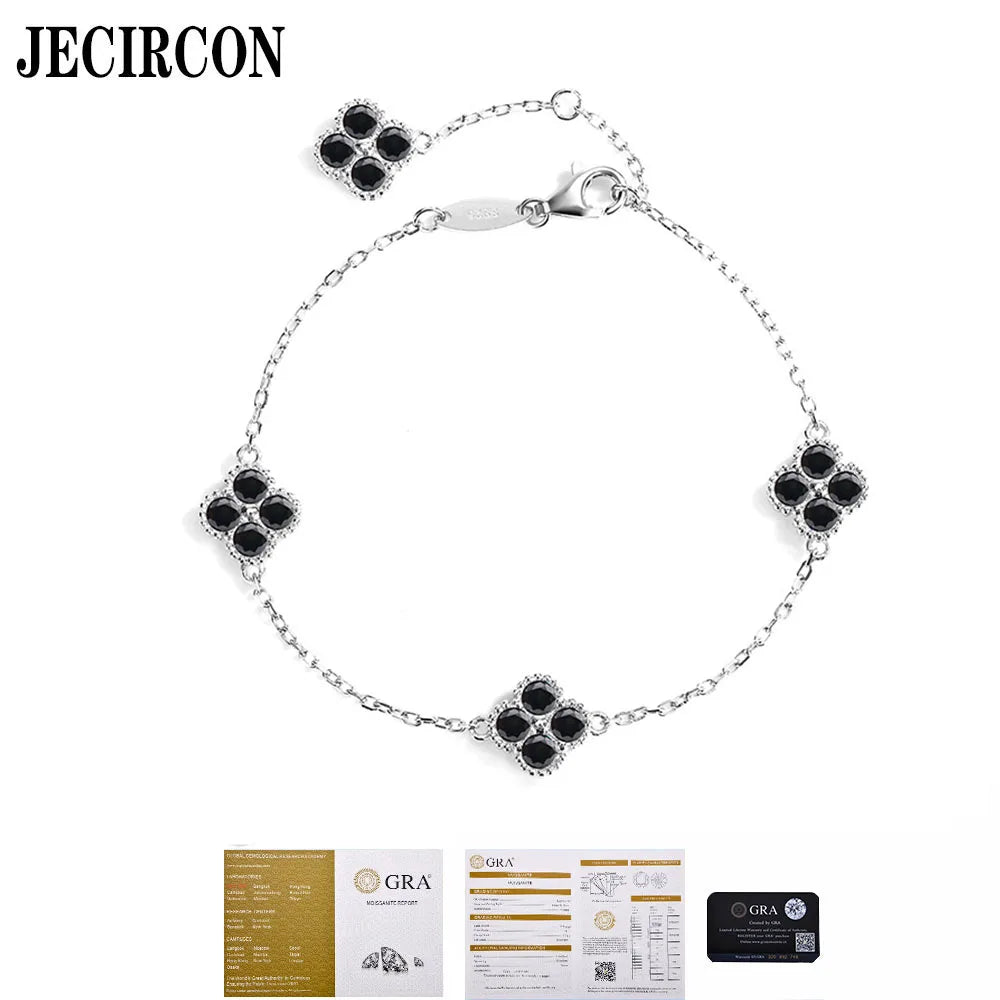 Pulsera ajustable de moissanita negra