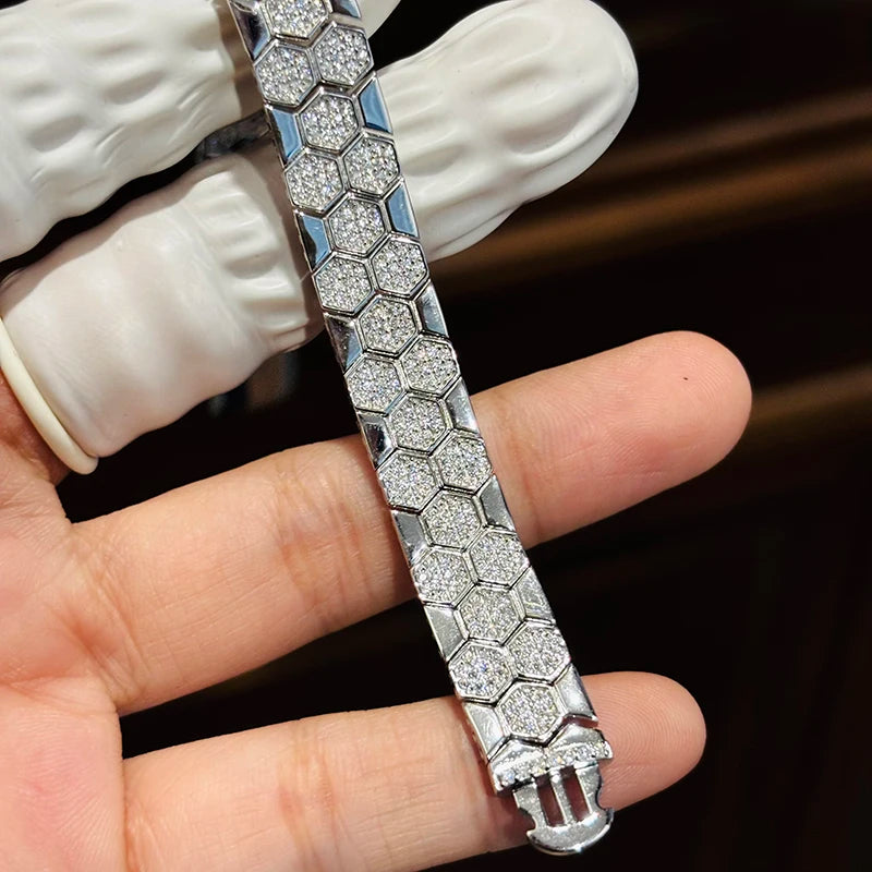 Pulsera de moissanita diseño de panal