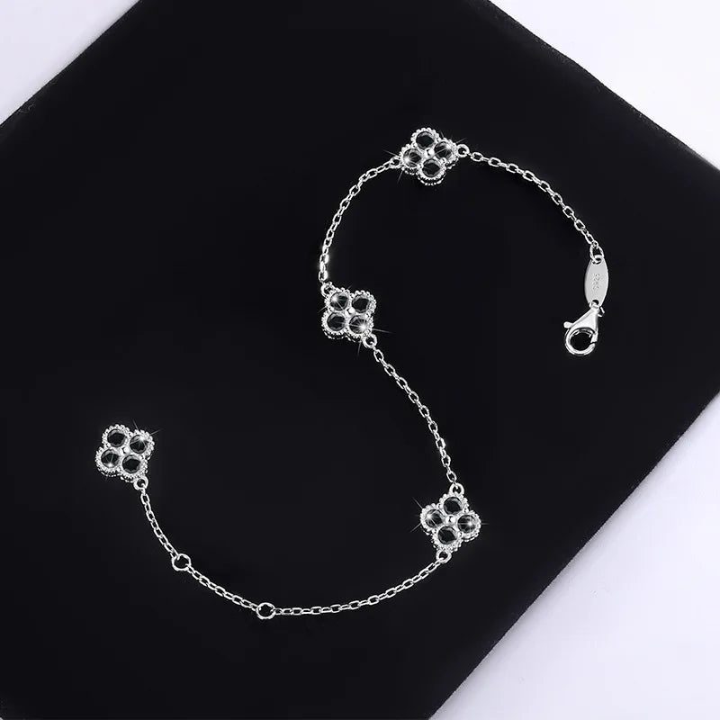 Pulsera ajustable de moissanita negra