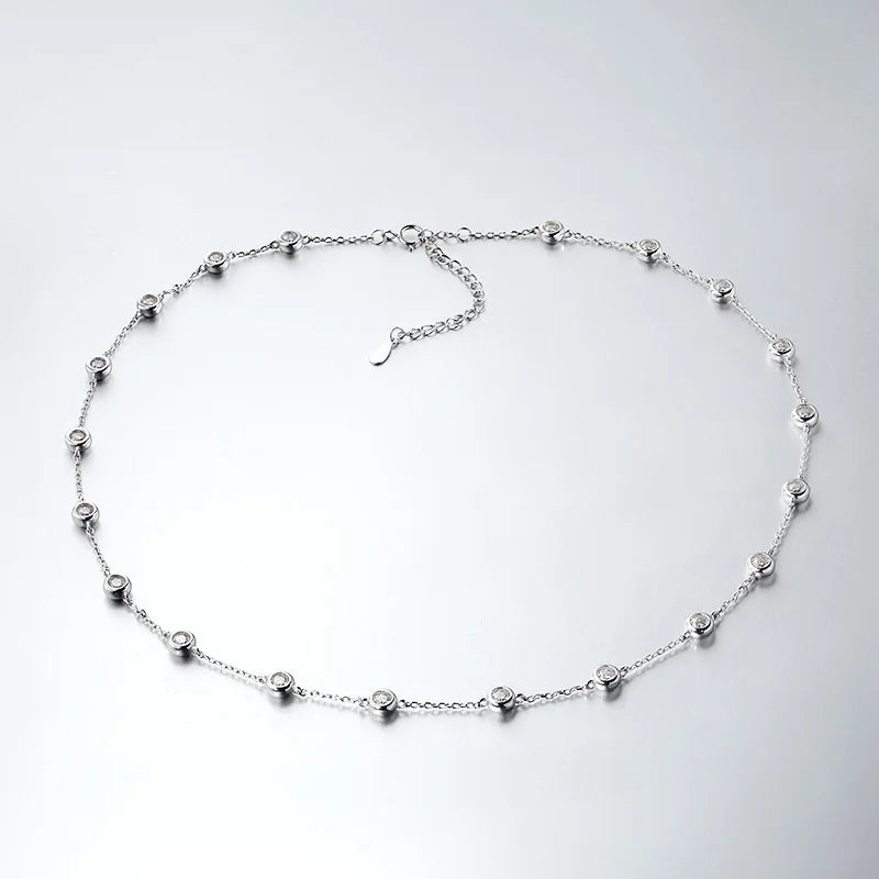 Cadena ajustable de plata de ley con moissanita 3mm