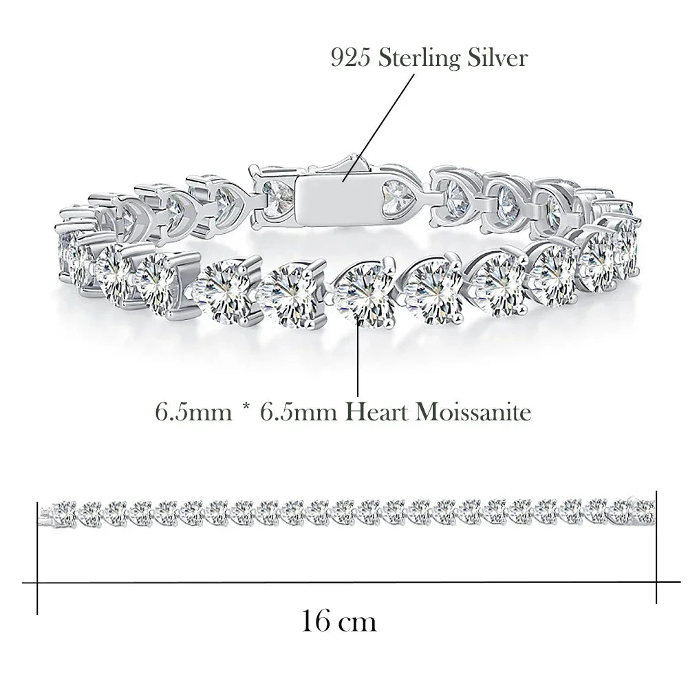 Pulsera de moissanita corte de corazón