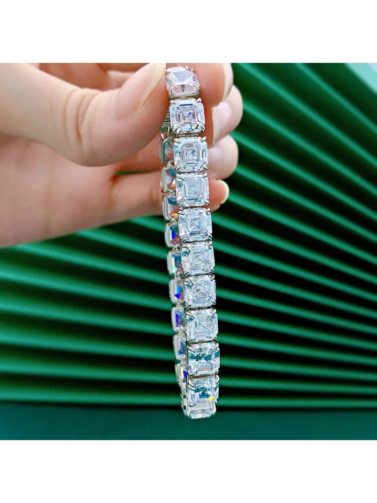 Pulsera de moissanita de corte Asscher
