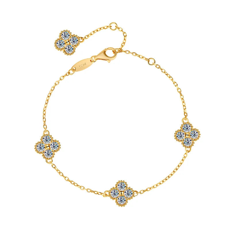 Pulsera ajustable de moissanita negra