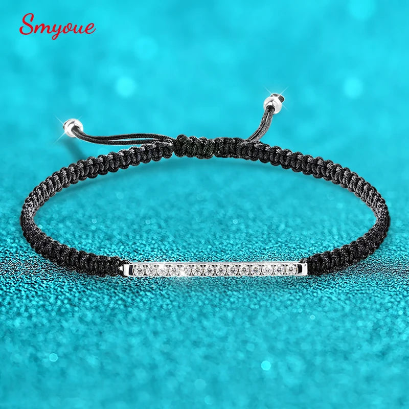 Pulseras de moissanita trenzada de 2/3 mm