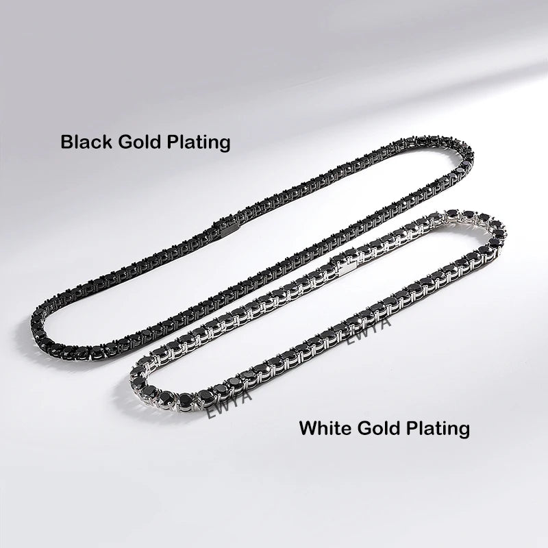 Collar tennis de moissanita negra de 3 - 6.5 mm