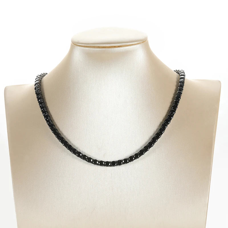 Collar tennis de moissanita negra de 3 - 6.5 mm