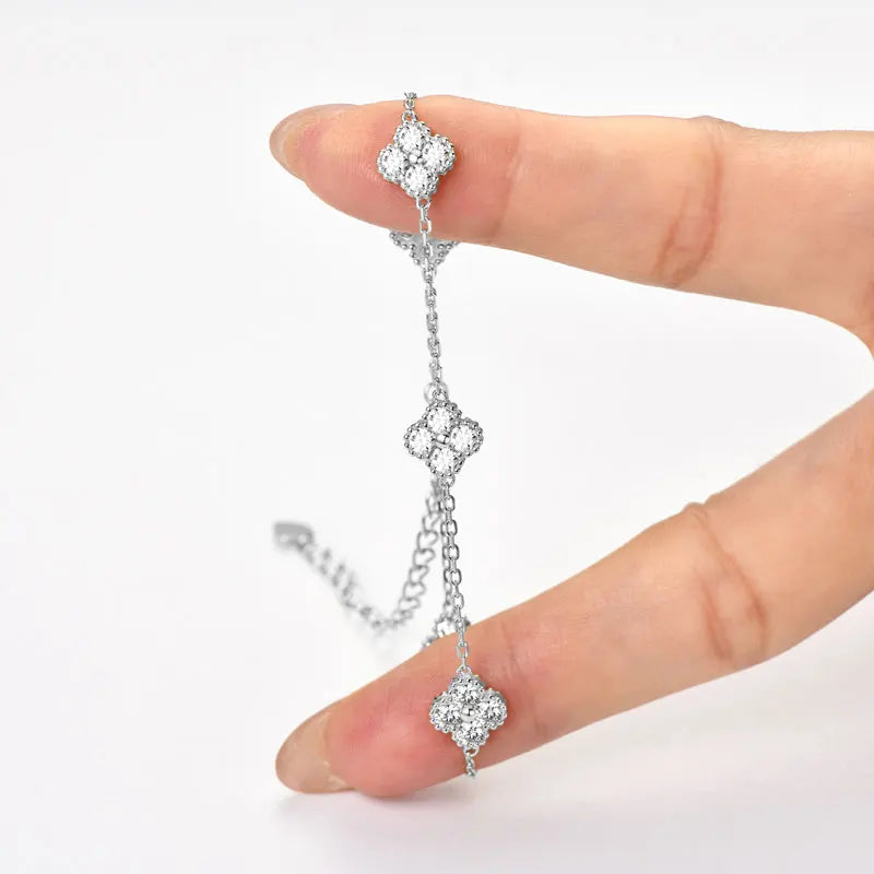 Pulsera de moissanita trébol de 3mm
