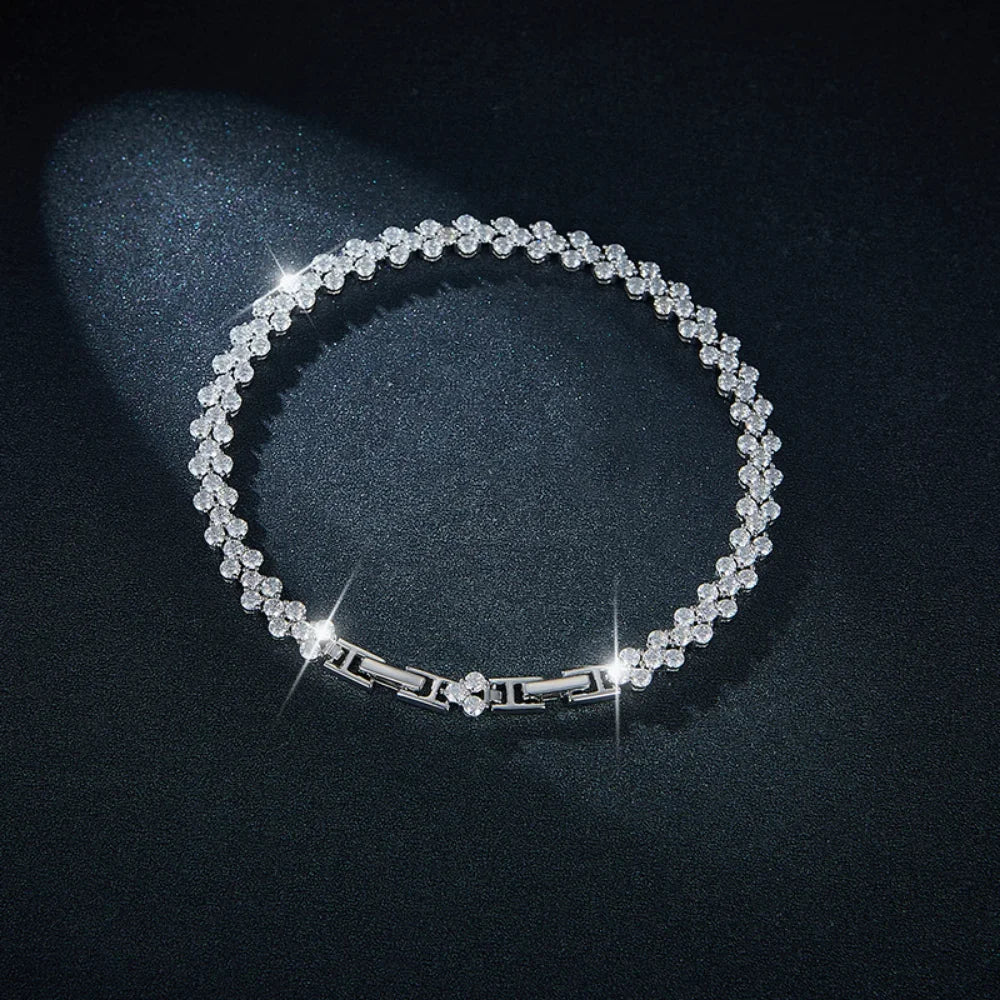 Pulsera de tenis de moissanita triple de 17cm