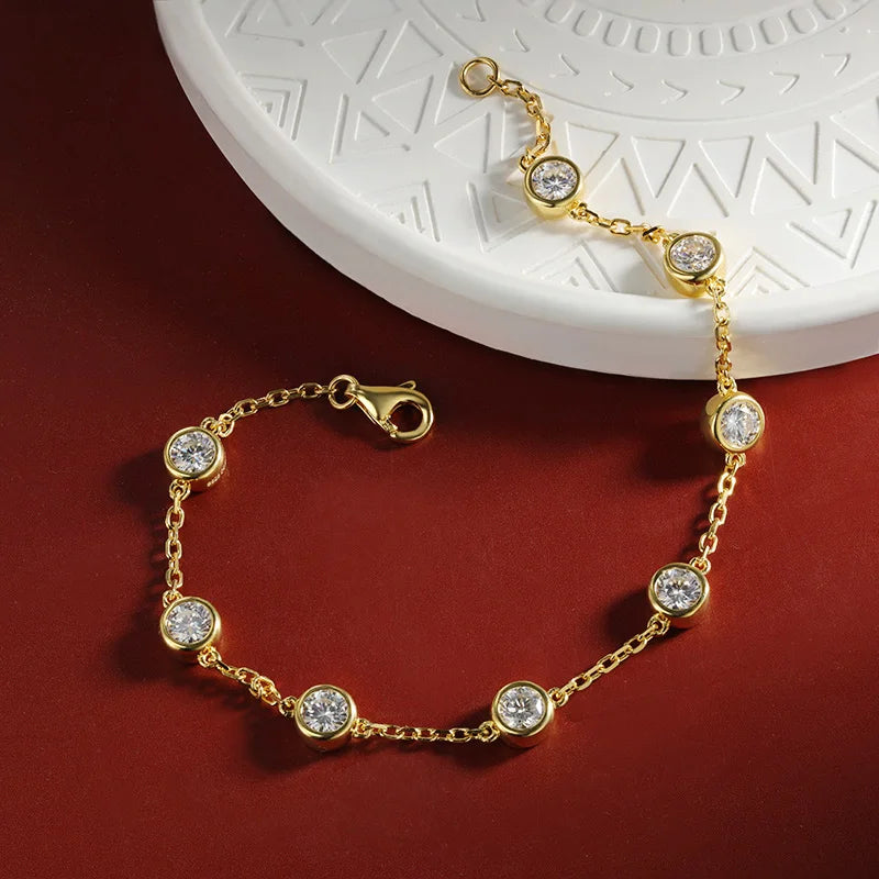 Pulsera tenis de moissanita diseño burbuja