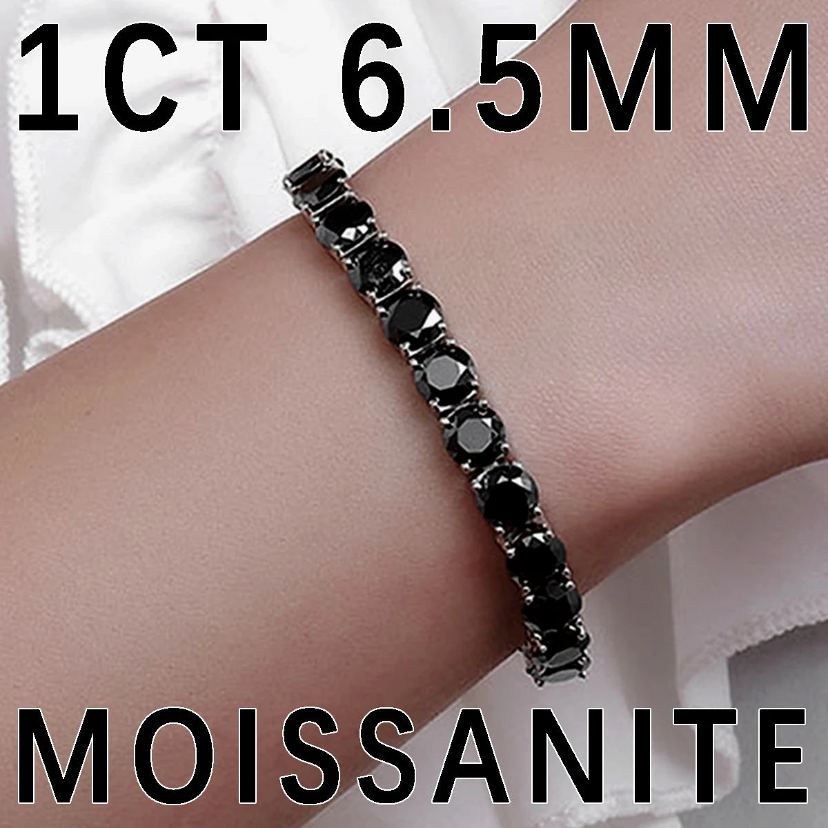  Pulsera de tenis de moissanita negra